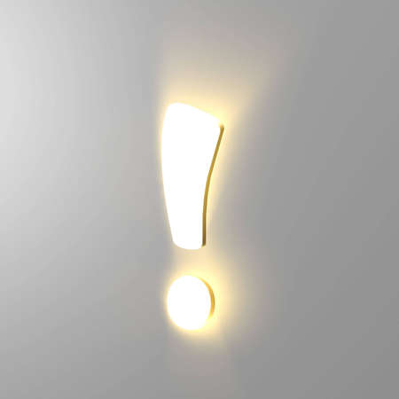 Bright glowing exclamation mark in a light styleの写真素材