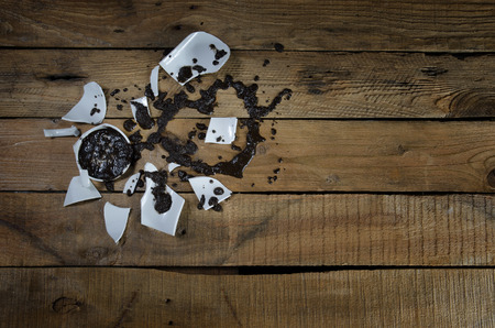 Guessing at love by coffee grounds from the broken cup.の写真素材