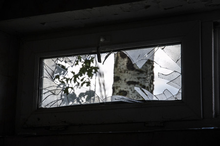 The war in Ukraine. Settlement Shyrokyne, Donetsk region. September 2018. Buildings destroyed as a...