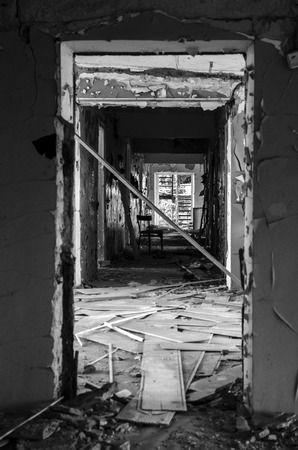 The war in Ukraine. Settlement Shyrokyne, Donetsk region. September 2018. Buildings destroyed as a result of military actions of the Russian invaders in 2014-2018.の写真素材