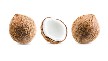 Fruit seamless pattern. Coconut isolated on white background. Collectionの写真素材