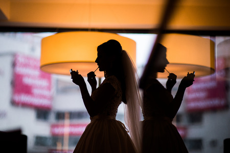 Silhouette Bride make upの写真素材