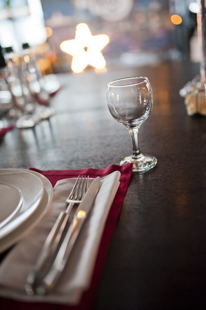 table setting in restaurantの写真素材