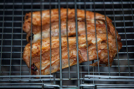 Grilled pork ribs on the grill, barbecueの写真素材