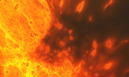 Explosion volcanic eruption close-up, on a black background