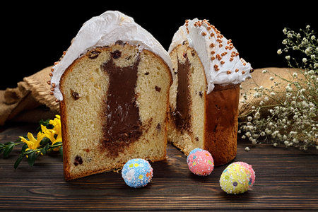 Easter Baking Tradition, Fresh Paska Bread and Dyed Eggs