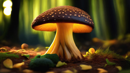 spellbinding close-up of fantastical mushrooms in a fairytale landの写真素材