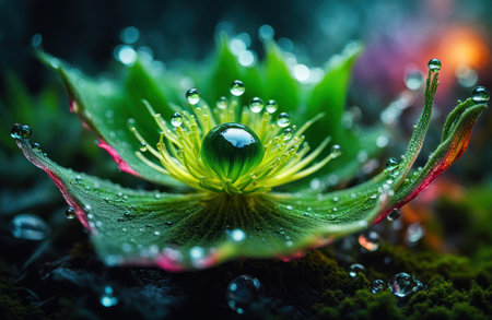 Fantastic flower in a mystical forest. Generative AIの素材