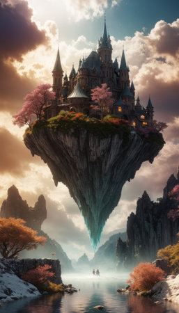 Fantastic landscape with fantastic architecture and landscape. AI generatedの素材