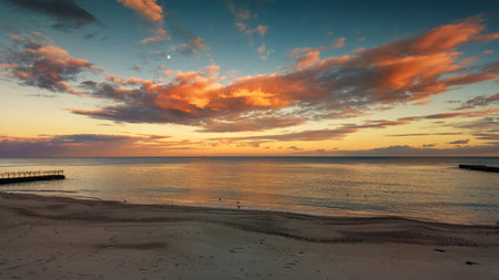 Colorful sunset on the seashore