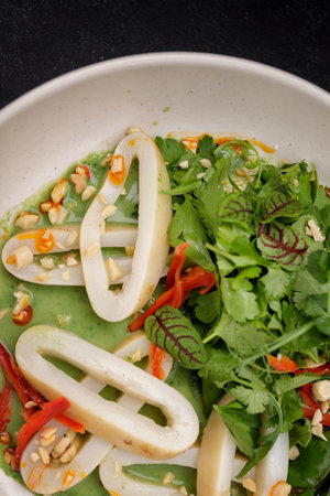 Squid rings with mixed greens