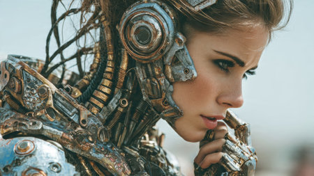 futuristic cyborg woman cinematic portraitの素材
