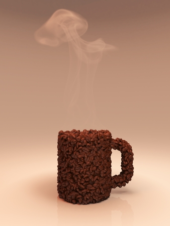Coffee grains in the form of a cupの写真素材
