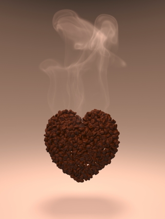 Coffee grains in the form of a heartの写真素材