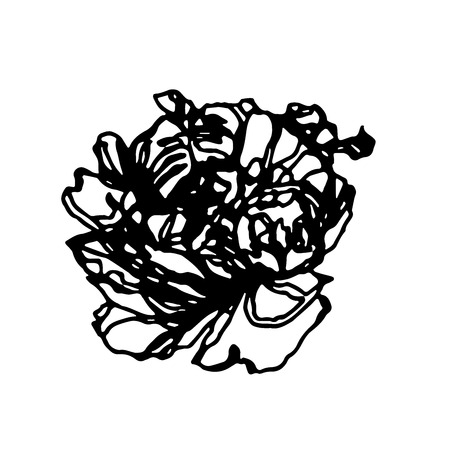 Flowers very detailed hand-drawn rose stalk with roses and leaves. a design element of a tattoo. A bouquet of concept art. Isolated vector illustration.のイラスト素材