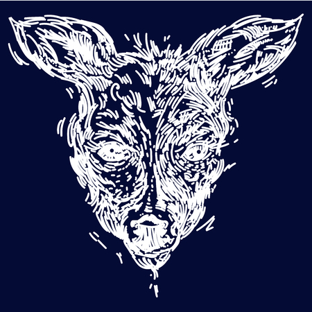 Hand drawn realistic sketch of a deer, isolated on backgroundのイラスト素材