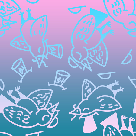 Bird pattern. Colorful doodle bird collection. Collection of cute hand drawn birds.の写真素材