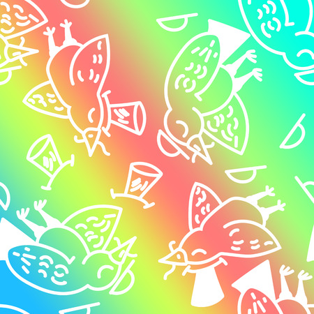 Bird pattern. Colorful doodle bird collection. Collection of cute hand drawn birds.の写真素材