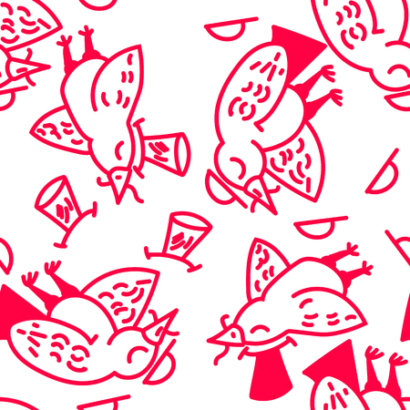 Bird pattern. Colorful doodle bird collection. Collection of cute hand drawn birds.の写真素材