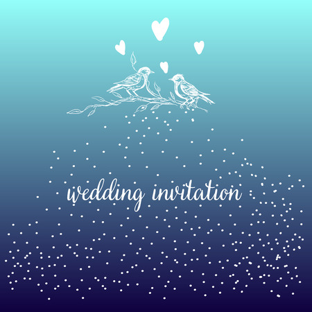 Elegant and cute illustration. Birds sit on each branch. Printing for textile and industrial purposes. And a beautiful romantic frame of flowers and twigs. Vector illustration. Thank You with Place for Your Text. Wildflowers, Vector Illustrationのイラスト素材