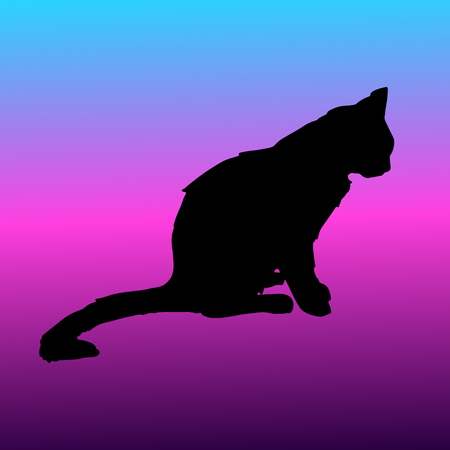 Printing for textile and industrial purposes. Vector illustration. Isolated silhouette cat sitting. Elegant and cute illustration.のイラスト素材