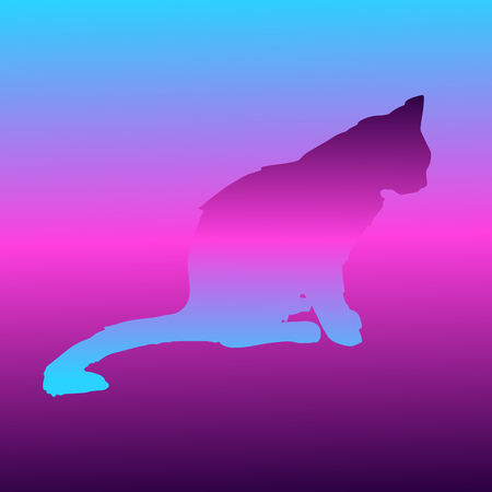 Printing for textile and industrial purposes. Vector illustration. Isolated silhouette cat sitting. Elegant and cute illustration.のイラスト素材