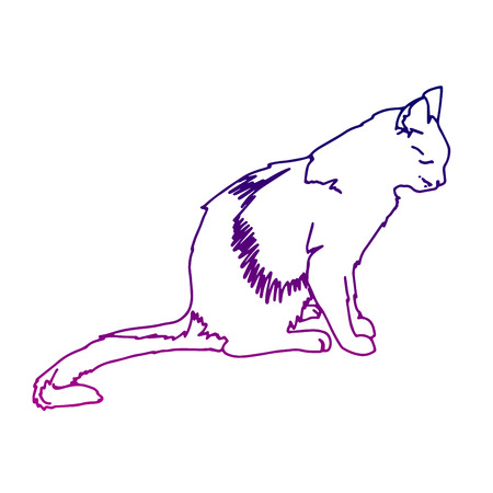 Printing for textile and industrial purposes. Vector illustration. Isolated silhouette cat sitting. Elegant and cute illustration.のイラスト素材