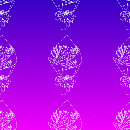 Hand drawn bouquet. Elegant and cute illustration, ornament. Printing for textile and industrial purposes. A bouquet of flowers in a paper package, isolated on a white background.のイラスト素材