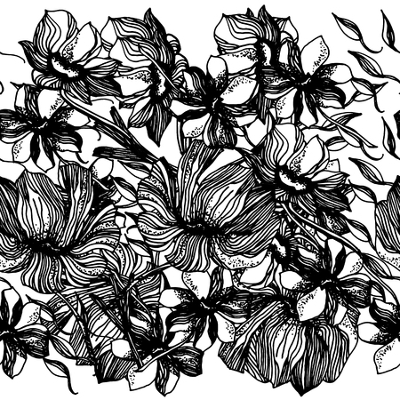 Flower background. Floral texture with flowers. Flourish spring texture.の写真素材