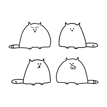 cute cat illustration series. Isolated vector illustration for poster, tattoo, t-shirt, card design.のイラスト素材