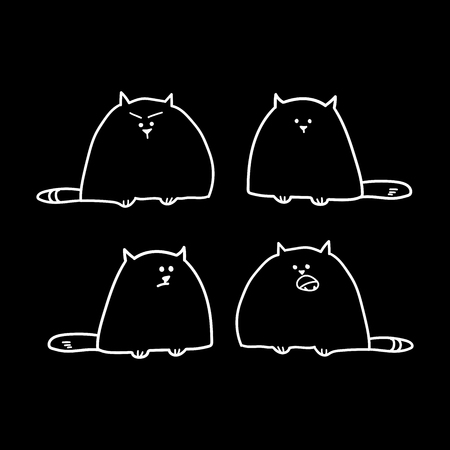 cute cat illustration series. Isolated vector illustration for poster, tattoo, t-shirt, card design.のイラスト素材