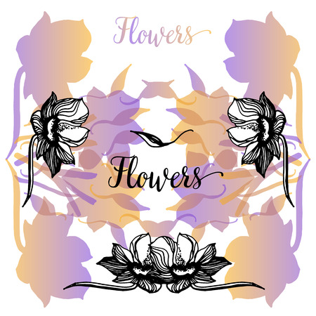 Vintage Greeting Card with Blooming Flowers. Thank You with Place for Your Text. Wildflowers, Vector Illustrationのイラスト素材