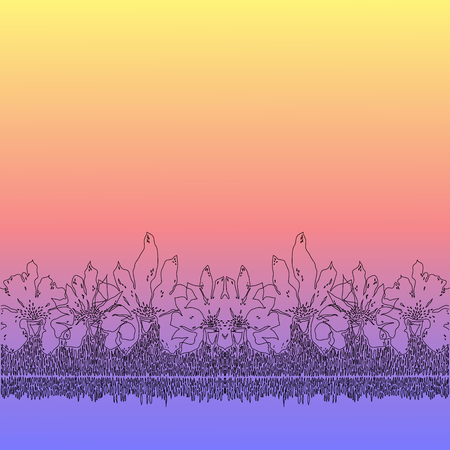 Abstract hand drawn floral pattern with lily flowers. Vector illustration. Element for design.のイラスト素材