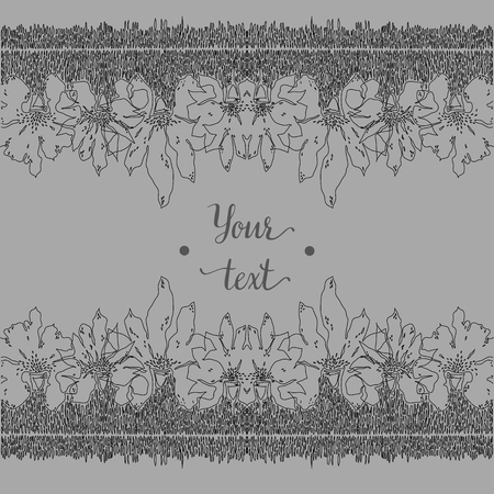 Abstract hand drawn floral pattern with lily flowers. Vector illustration. Element for design.のイラスト素材