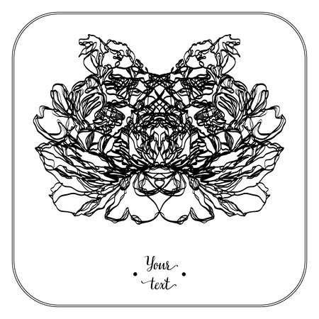 Drawing vector graphics with floral pattern for design. Floral flower natural design. Graphic, sketch drawing. Pion.のイラスト素材