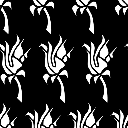 Abstract hand drawn floral pattern with lily flowers. Vector illustration. Element for design.のイラスト素材