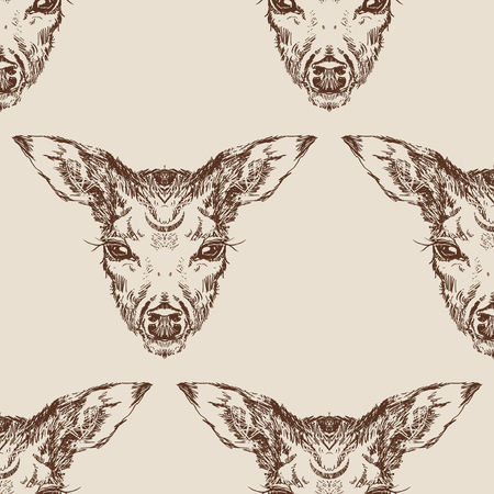 stag deer head sketch vector graphics monochrome drawingのイラスト素材