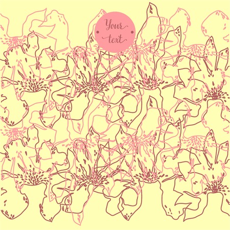 Elegant and cute illustration, ornament. Printing for textile and industrial purposes. And a beautiful romantic frame of flowers. Vector illustration.Vintage Greeting Card with Blooming Flowers. Wildflowers.のイラスト素材