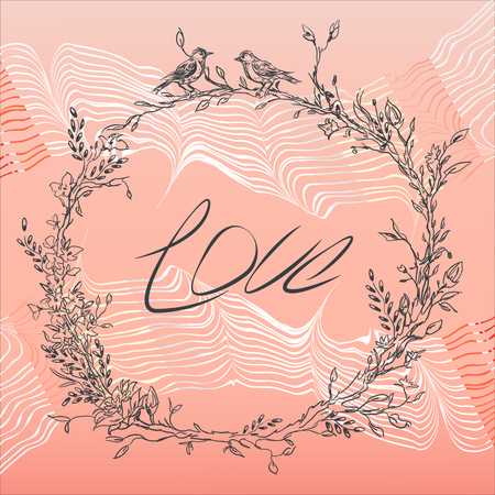 Elegant and cute illustration, ornament. Printing for textile and industrial purposes. And a beautiful romantic frame of flowers. Vector illustration.の写真素材