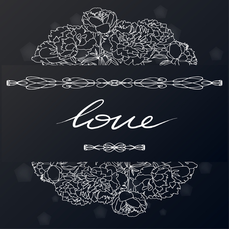 Background, postcard, summer theme pattern and frame, vector, summer texture, wrapping with flowers, spring and summer theme for your design. A frame of peonies.のイラスト素材