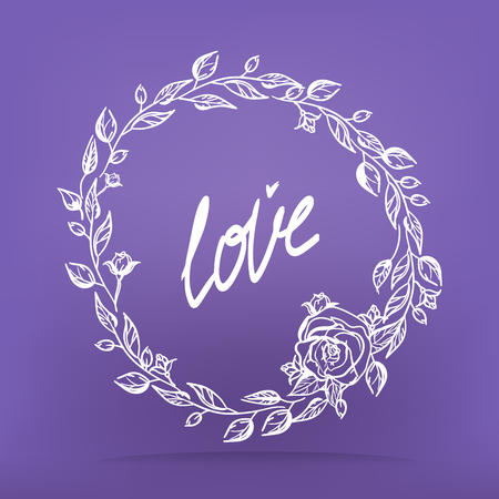 Vector flowers circle frame. Wedding invitation cards with floral elements. Floral frame and place for your text. Use for invitations, announcement cards. Vector illustration. - Vectorのイラスト素材