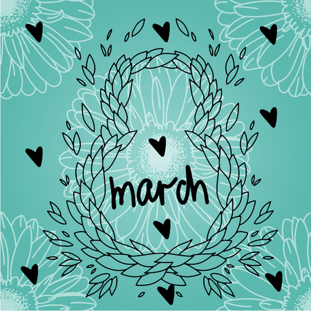 Postcard to March 8, with flowers. Illustration can be used in the newsletter, brochures, postcards, tickets, advertisements, banners. Congratulations to the Women's Day. -のイラスト素材