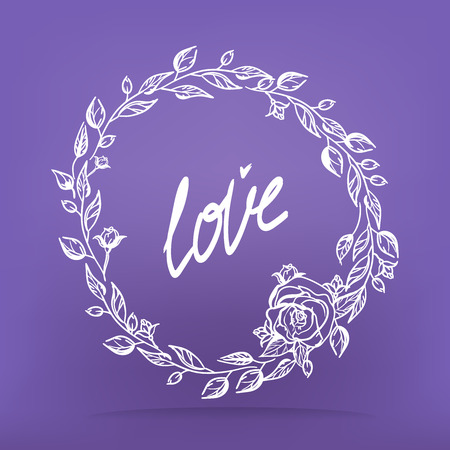flowers circle frame. Wedding invitation cards with floral elements. Floral frame and place for your text. Use for invitations, announcement cards.  illustration. -の写真素材