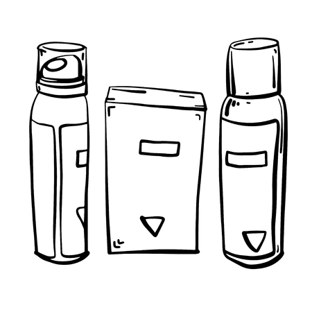 Set of care products for face and body. Jars with creams and lotions without labels. Beauty industry. Vector illustration.のイラスト素材