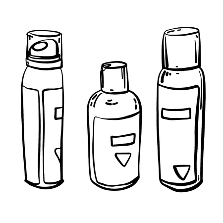 Set of care products for face and body. Jars with creams and lotions without labels. Beauty industry. Vector illustration.のイラスト素材
