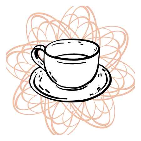 An isolated cup of coffee or tea or dairy products. Mug with water. Vector illustration.のイラスト素材