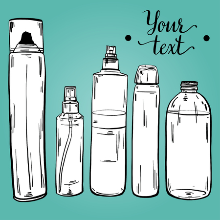 Set of care products for face and body. Jars with creams and lotions without labels. Beauty industry. Vector illustration.のイラスト素材