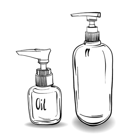 Care products for face and body. Jars with creams and lotions without labels. Beauty industry. Vector illustrationのイラスト素材