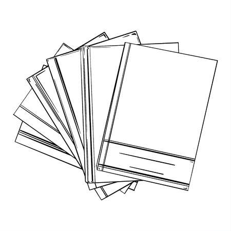 A set of books or diaries. Print for your design. Book mockup. Blank white closed and open books. Textbooks and brochures isolated vector template.のイラスト素材