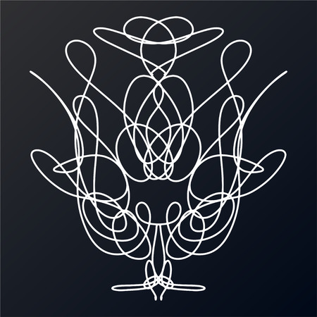 Abstract pattern. Design a tattoo, a symbol of mystical magic for your use. An isolated abstract drawing depicting himself, oriental pattern for the decor and background of your design.のイラスト素材